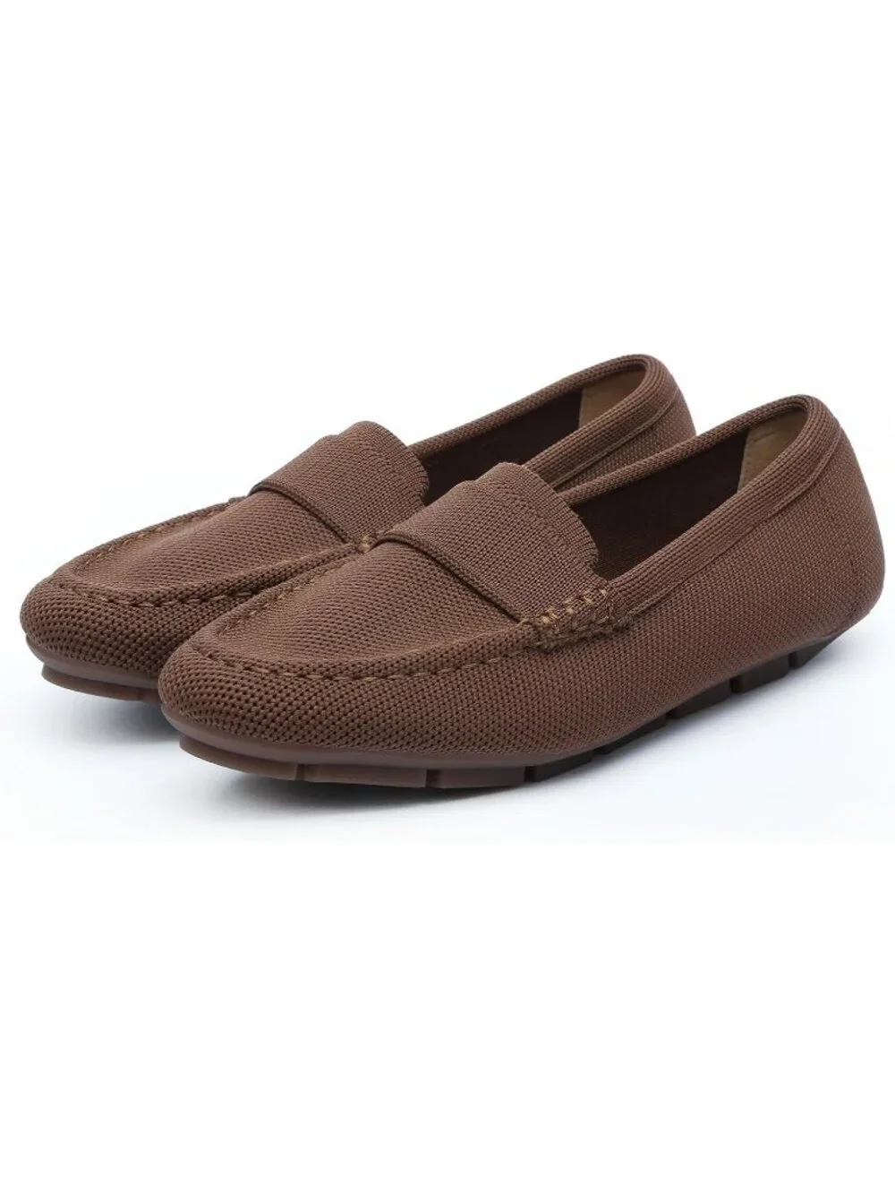 🆕Women's Brown Coffee Mesh fabric Loafer Shoes Comfortable Casual Flat Shoes